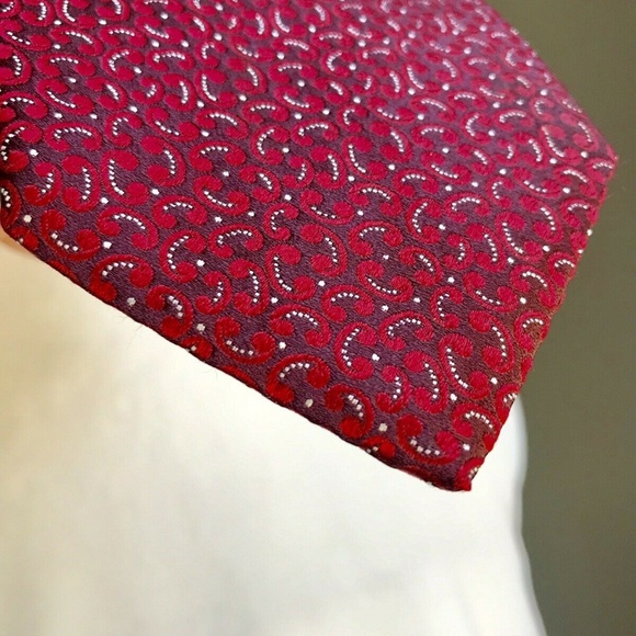 Ermenegildo Zegna Tie REGAL Red pattern Silk Italy - Picture 6 of 8